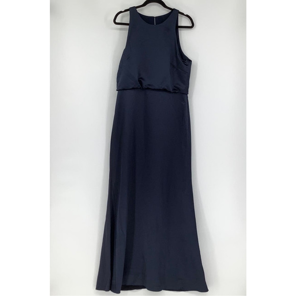 NEW! Dessy Collection Size 14 Charmeuse Trumpet Midnight Dress $242 msrp I21-13 - Picture 3 of 11